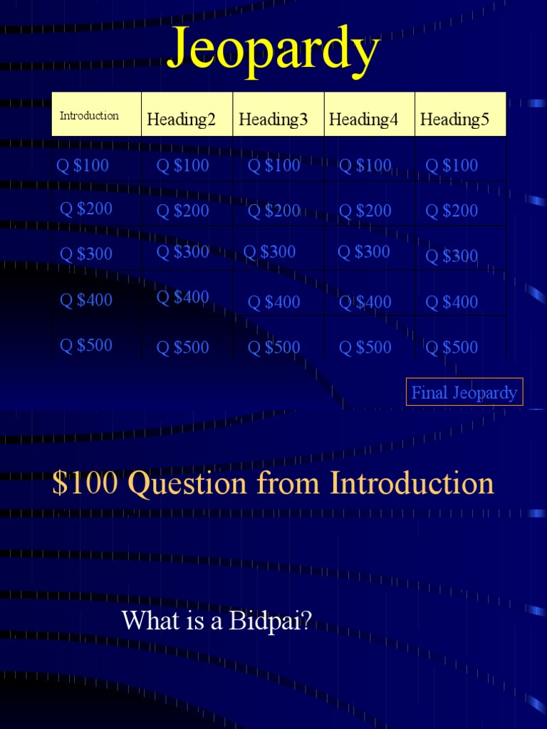 Jeopardy Game Questions and Answers | PDF | Sports