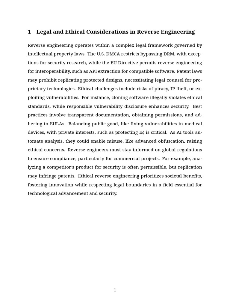 Legal and Ethical Aspects of Reverse Engineering | PDF | Computer ...