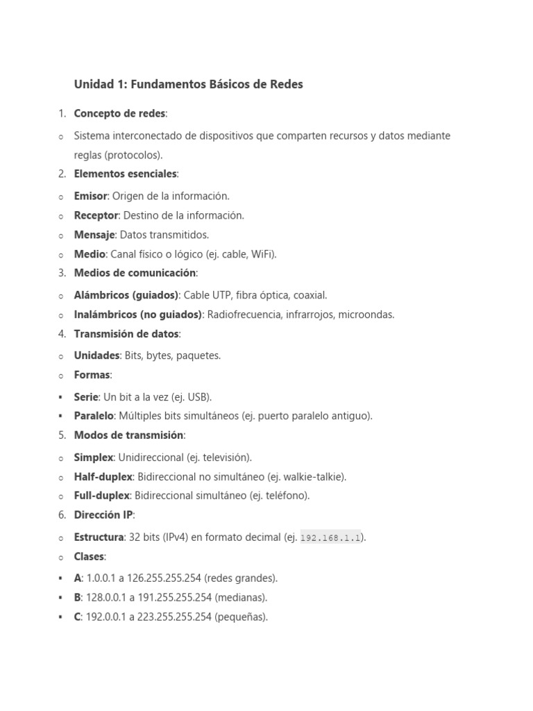 Fundamentos de Redes y Comunicación | PDF | Red de computadoras ...