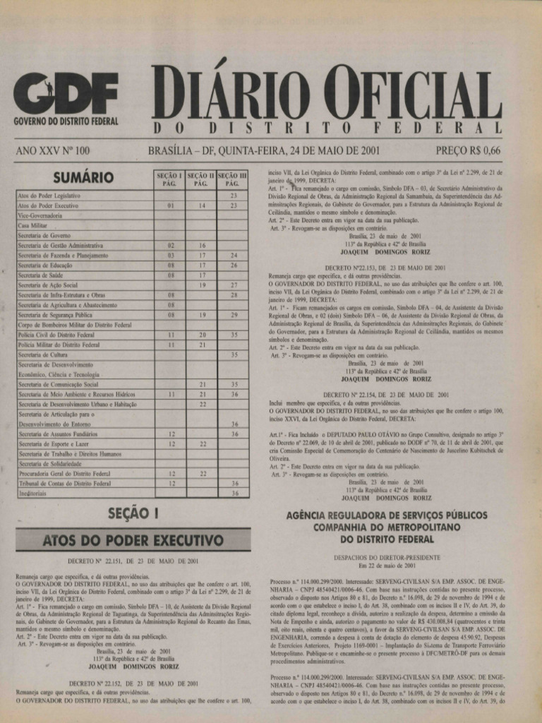 Dodf 100 24-05-2001 | PDF | Setor terciário da economia | Polícia