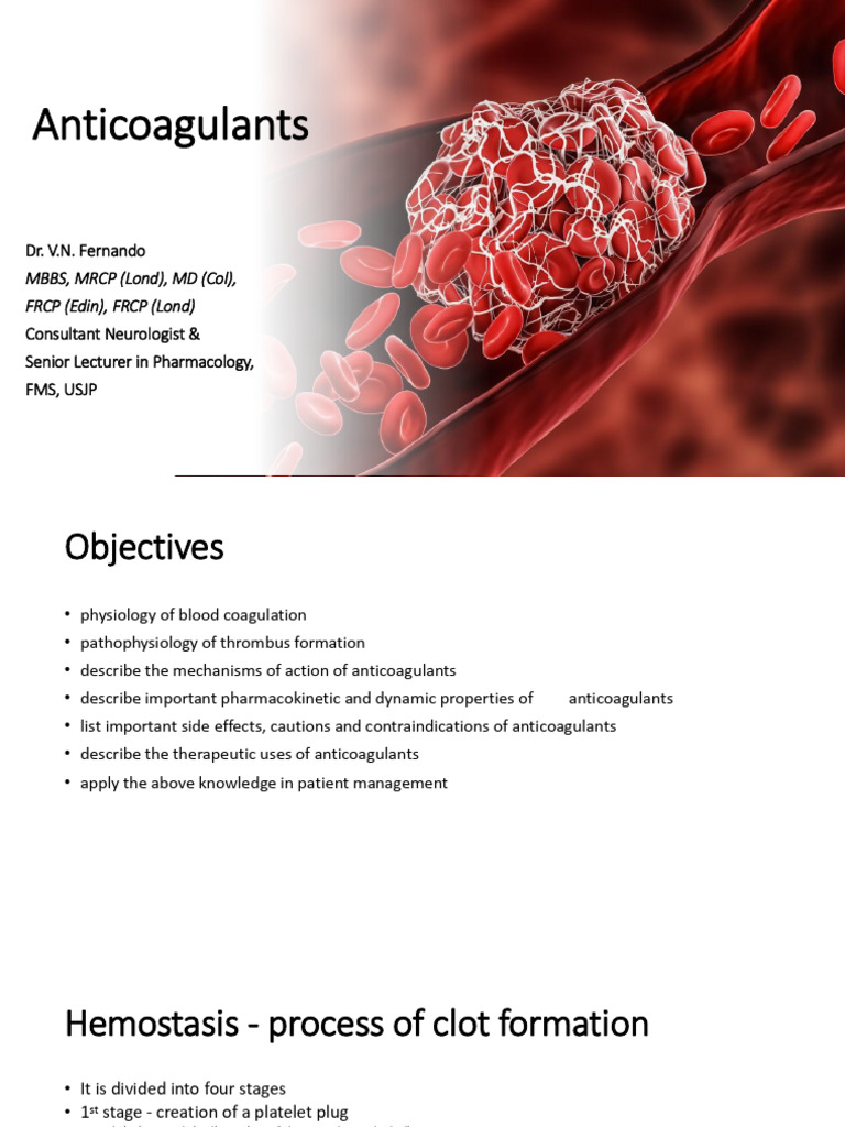 Anticoagulants: Mechanisms and Uses | PDF | Coagulation | Thrombosis
