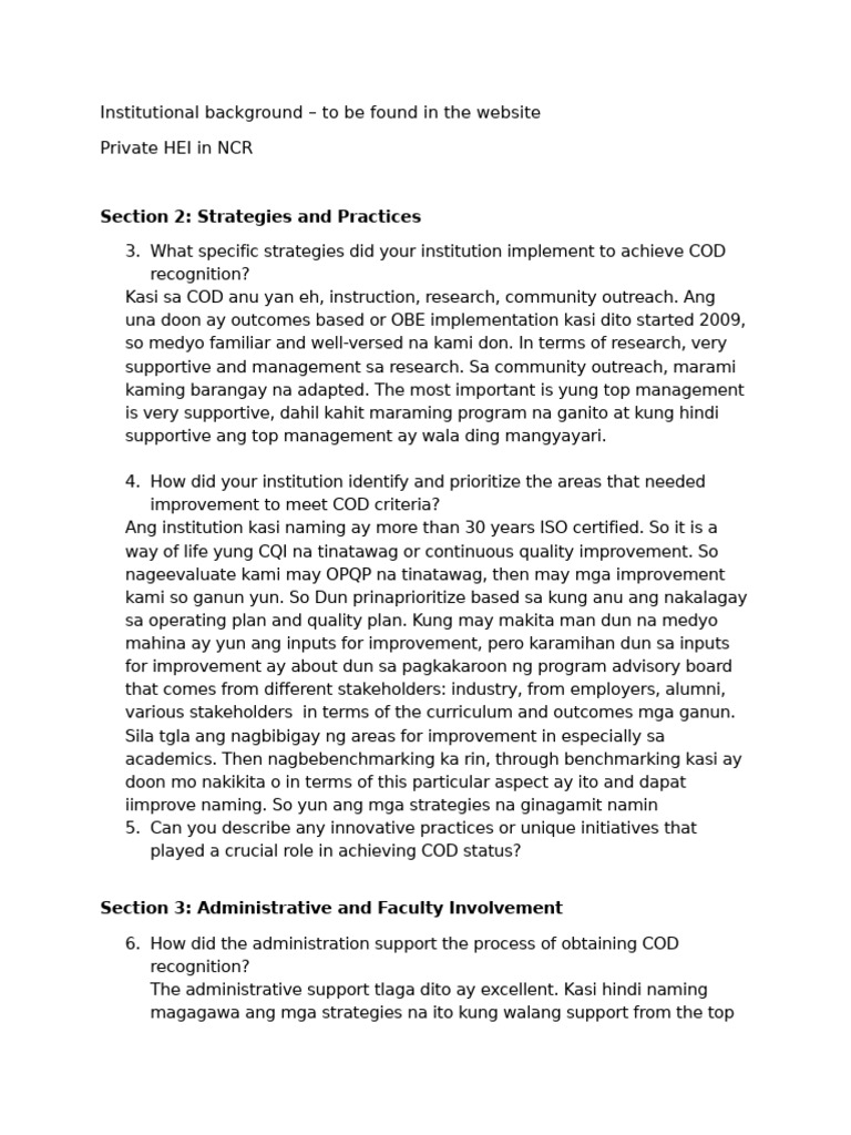 Strategies for Achieving COD Recognition | PDF