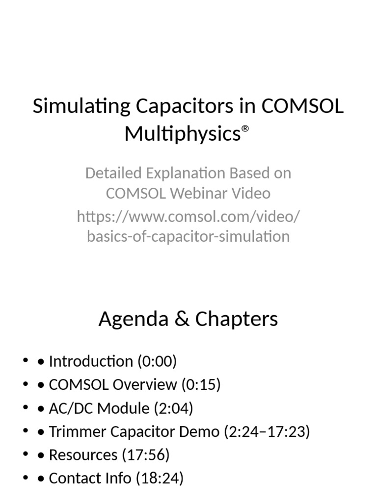 Capacitor Simulation in COMSOL Guide | PDF