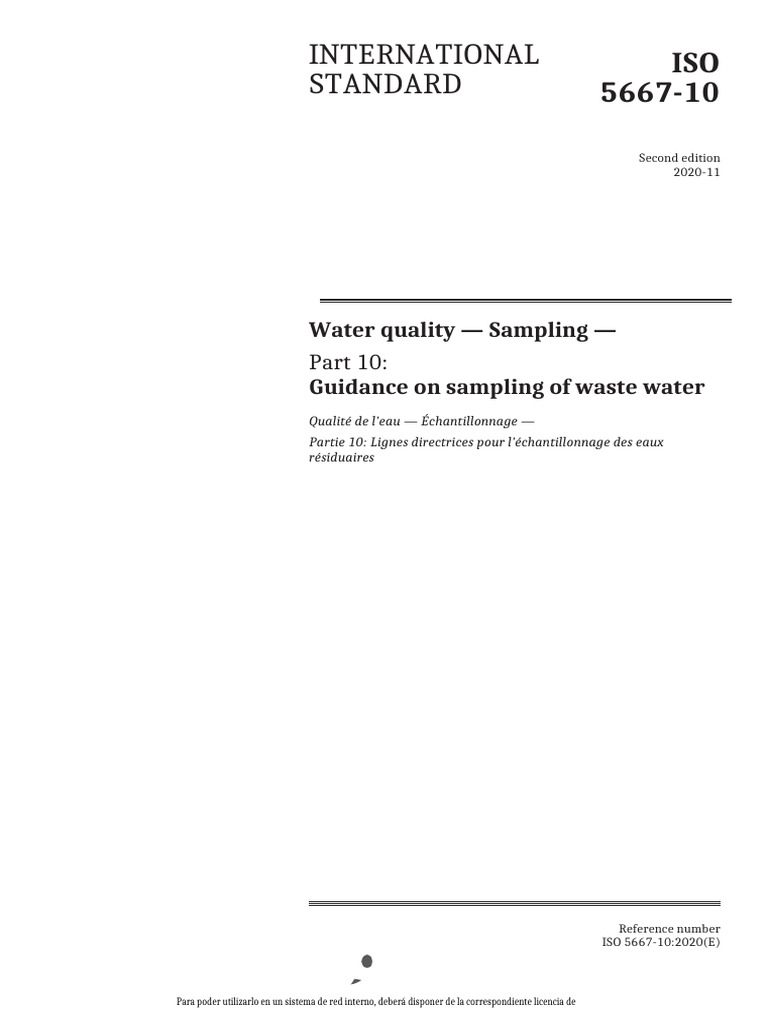 ISO 5667-10:2020 Waste Water Sampling Guide | PDF | Sewage Treatment ...
