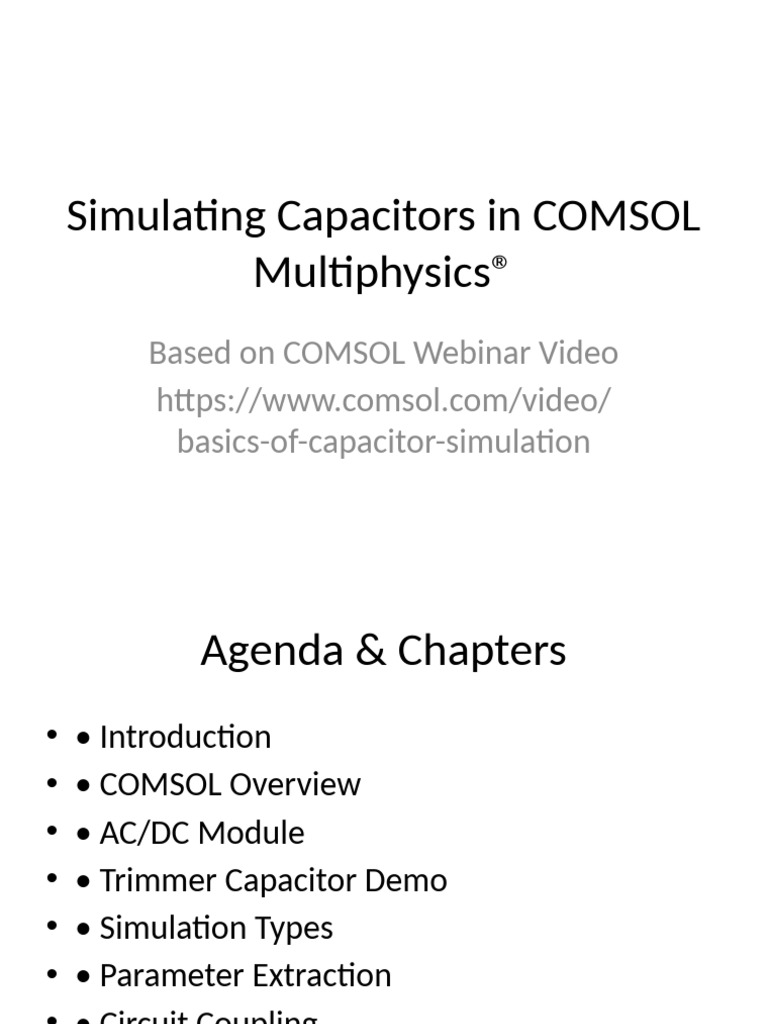 Capacitor Simulation in COMSOL | PDF