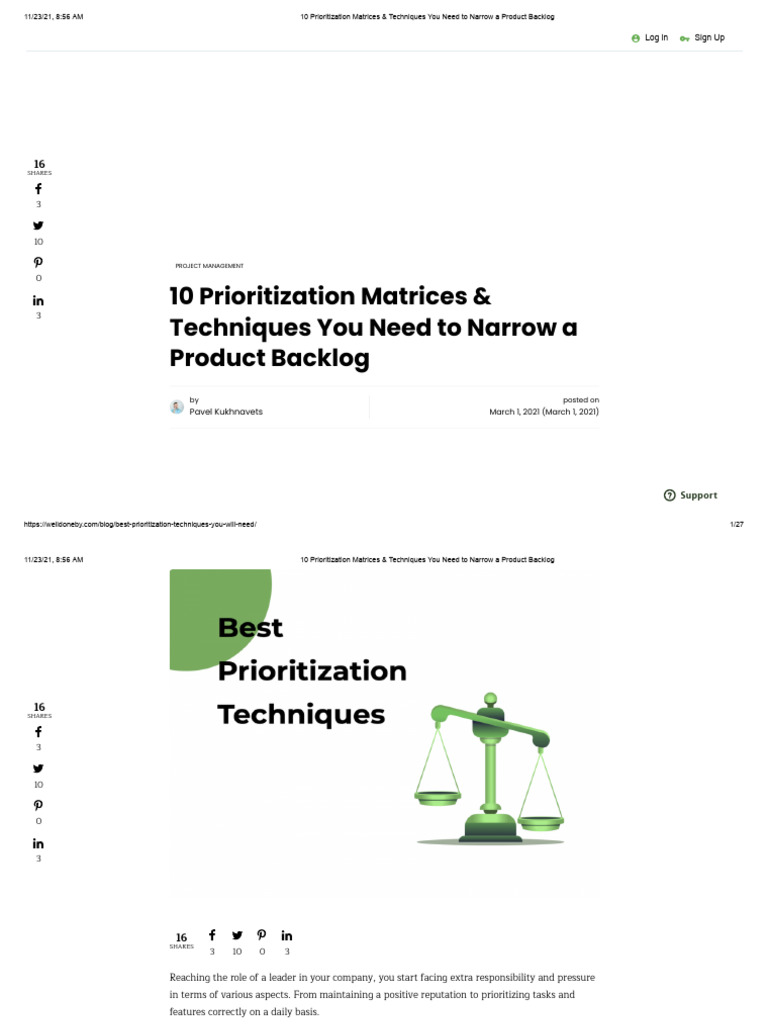 Agile Backlog Prioritization Techniques | PDF | Time Management ...