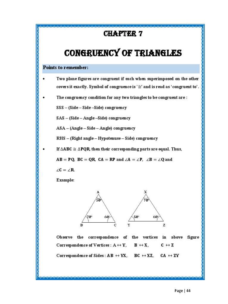 Year7 Triangles Congruency | PDF