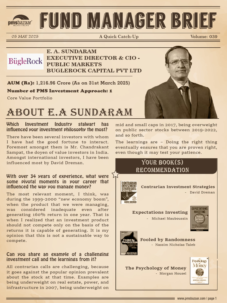 E.A. Sundaram: Core Value Investment Insights | PDF | Investing | Stocks