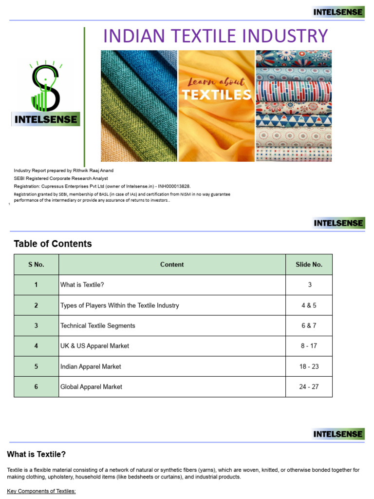 Overview of the Indian Textile Industry | PDF | Textiles | Materials