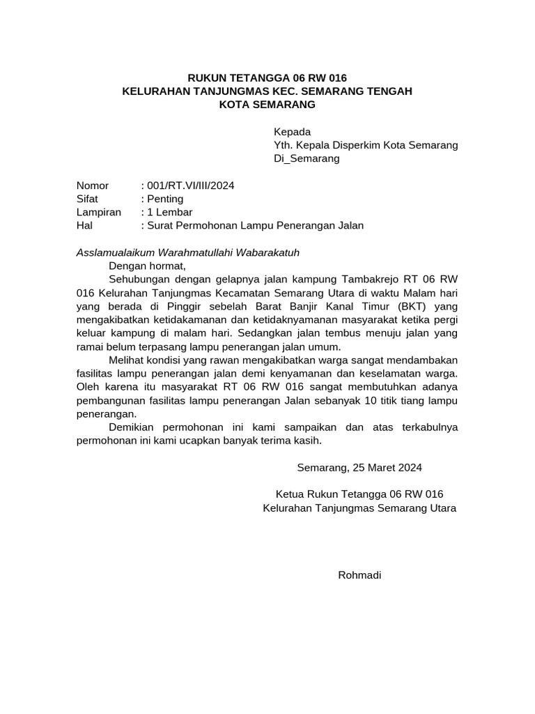 Rukun Tetangga 06 Rw 016 (Rohmadi) | PDF
