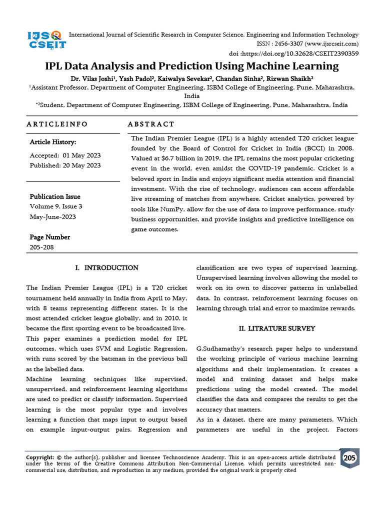 IPL Match Prediction with Machine Learning | PDF | Statistical ...