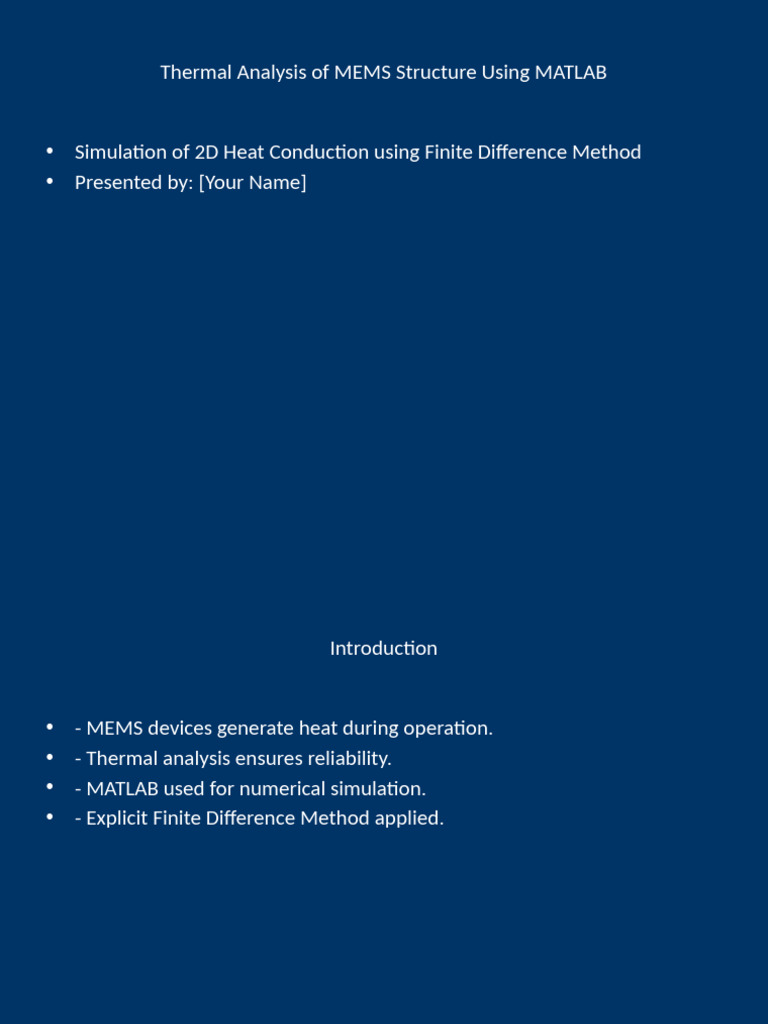 MATLAB Thermal Analysis of MEMS | PDF