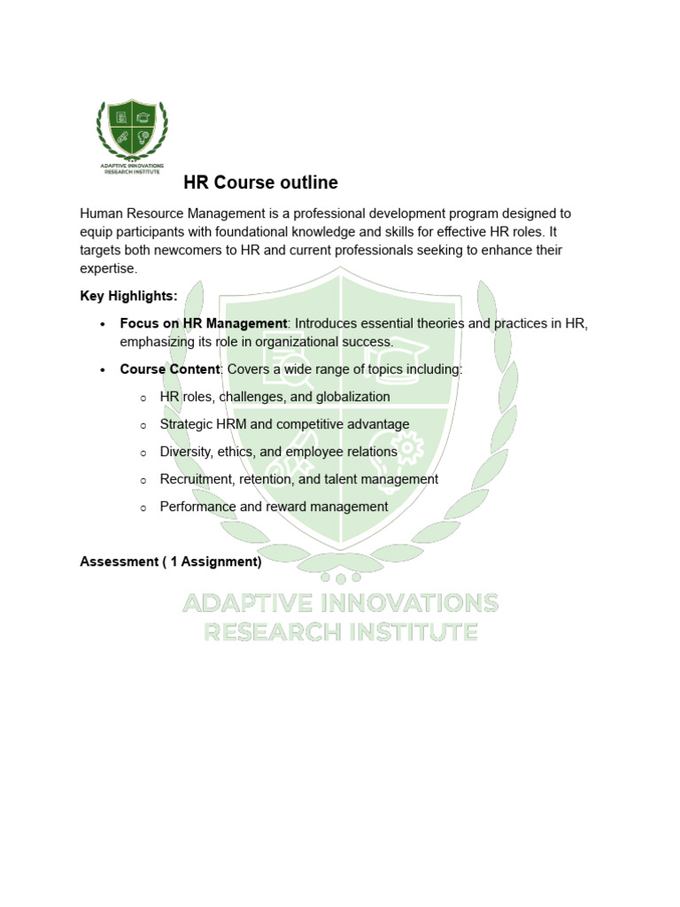 HR Management Course Outline | PDF