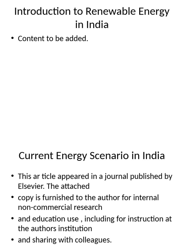 Renewable Energy Overview in India | PDF