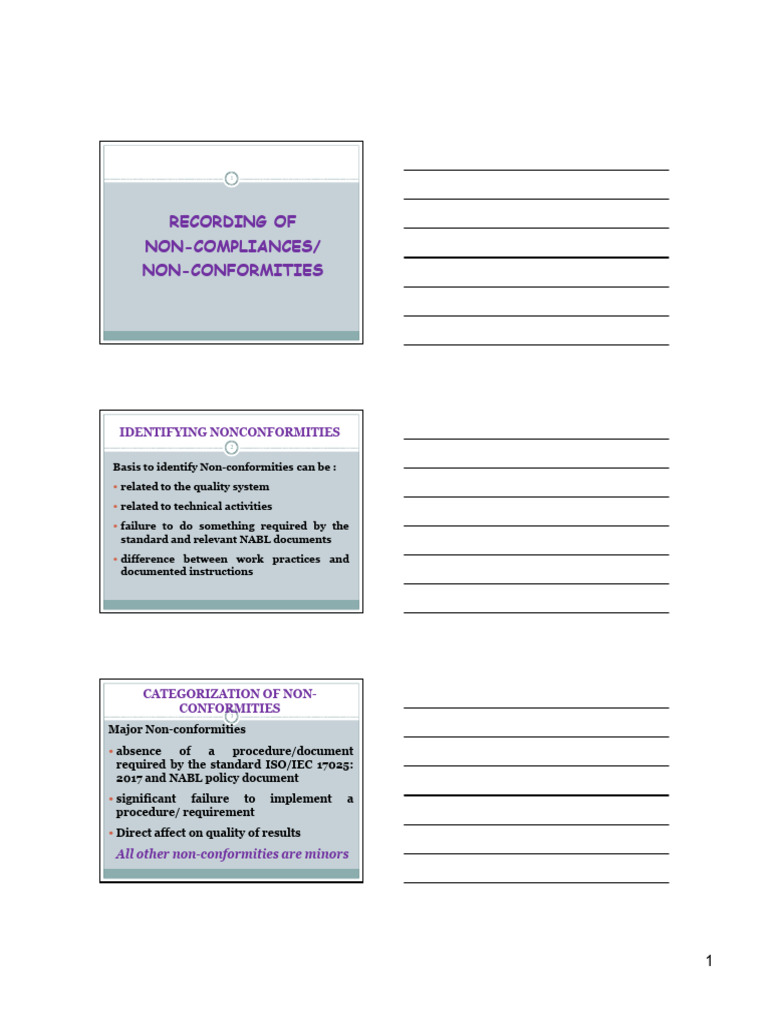 Non-Conformities Recording Guide | PDF