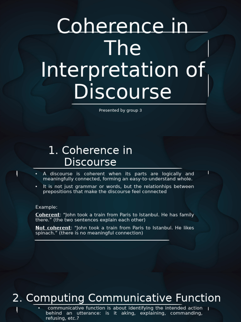 Discourse Analysis Group 3 | PDF | Inference | Cognitive Science