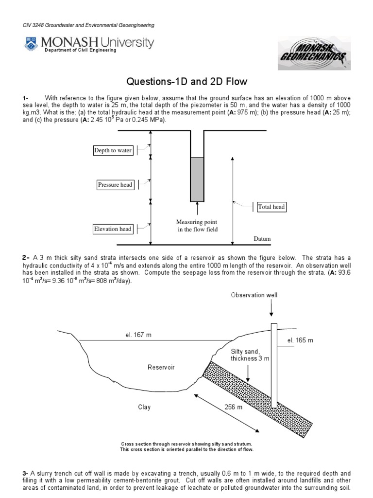 Groundwater Flow and Permeability Analysis | PDF | Groundwater ...