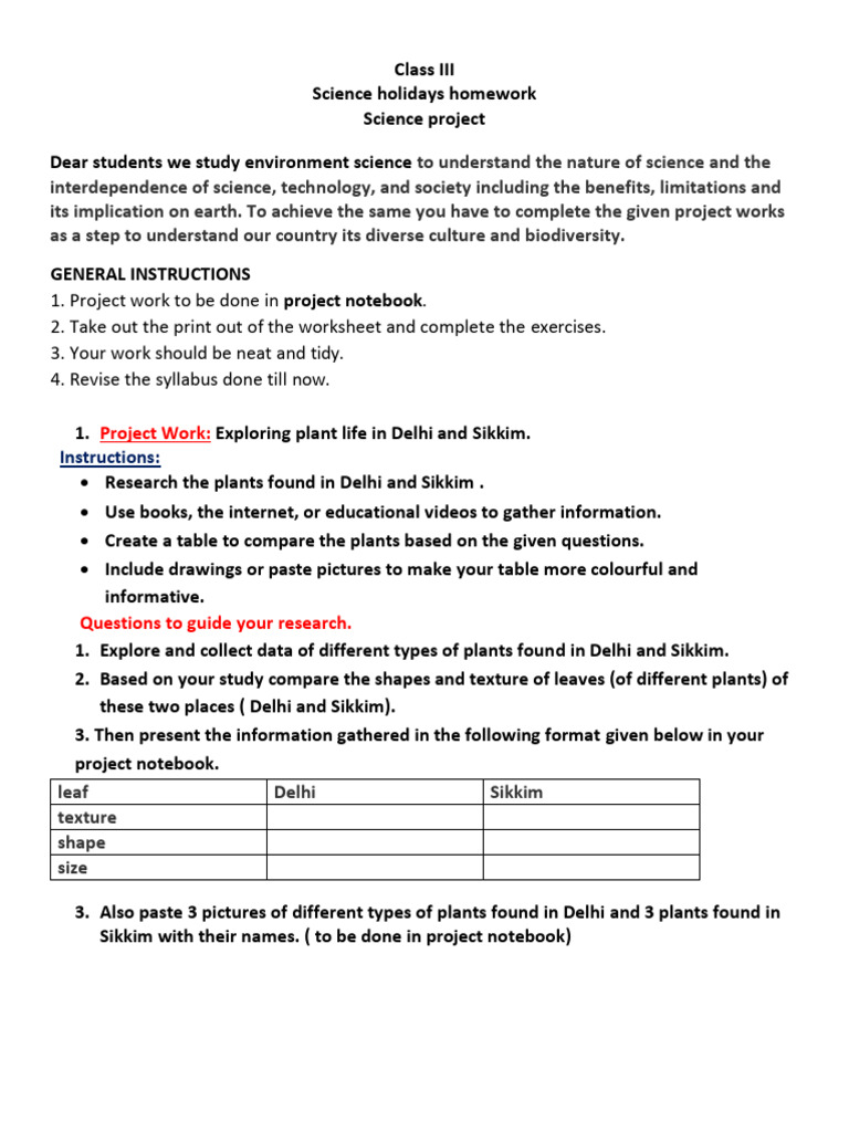 Class 3 Science Project: Plant Life | PDF | Leaf