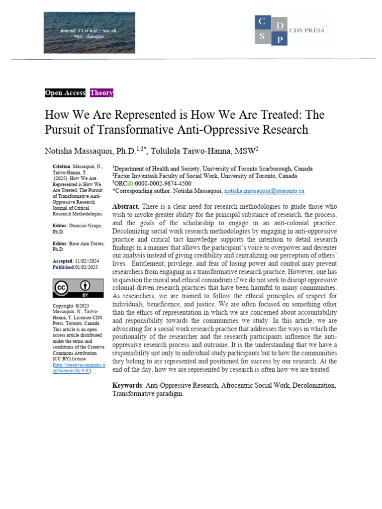 Transformative Anti-Oppressive Research | PDF | Knowledge | Methodology