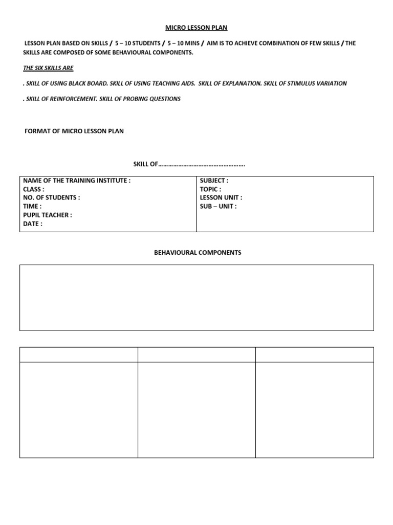 Micro Lesson Plan | PDF