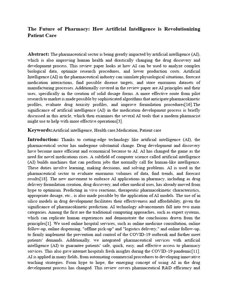 AI Transforming Pharmacy Practices | PDF | Artificial Intelligence ...