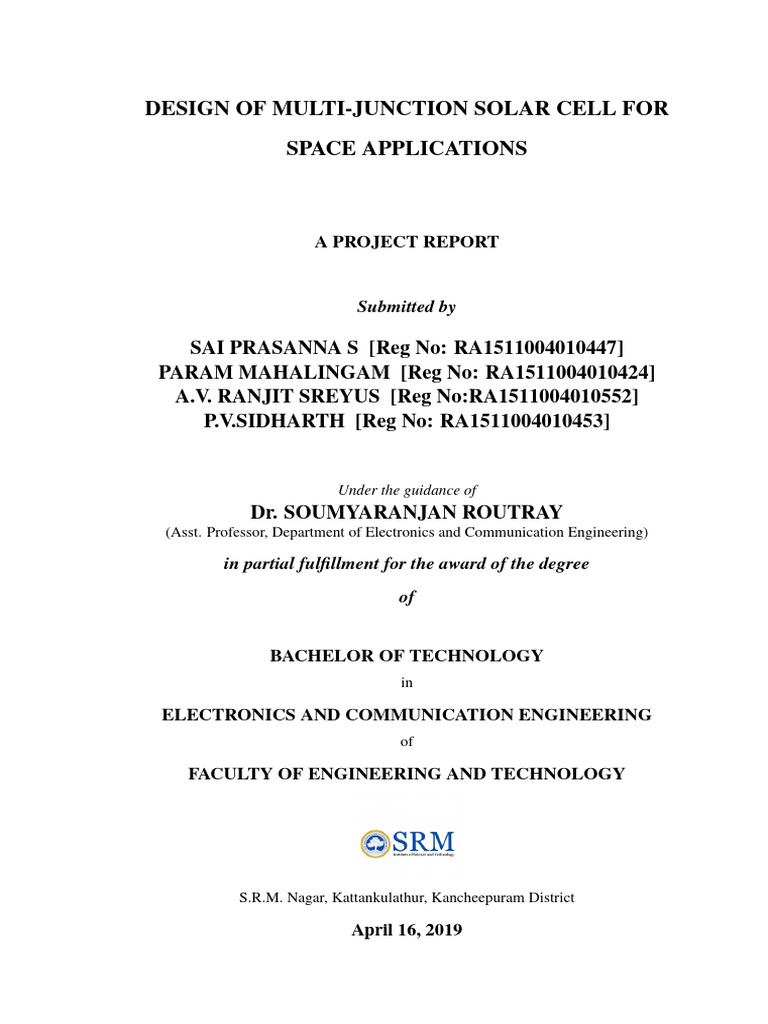 Multi-Junction Solar Cell Design for Space | PDF | Solar Cell | Gallium ...