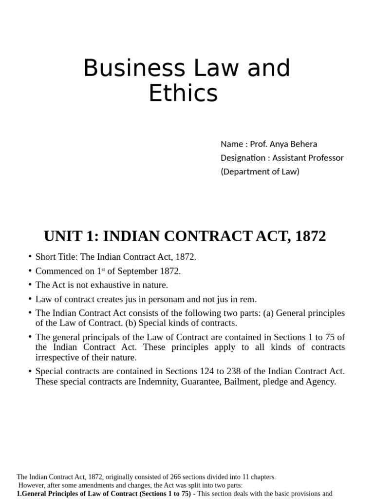 Overview of Indian Contract Act 1872 | PDF | Offer And Acceptance ...