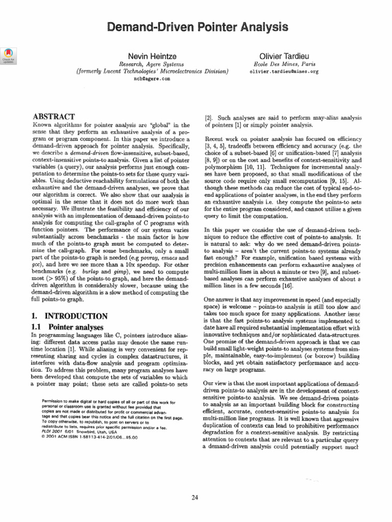 Demand-Driven Pointer Analysis Techniques | PDF | Pointer (Computer ...