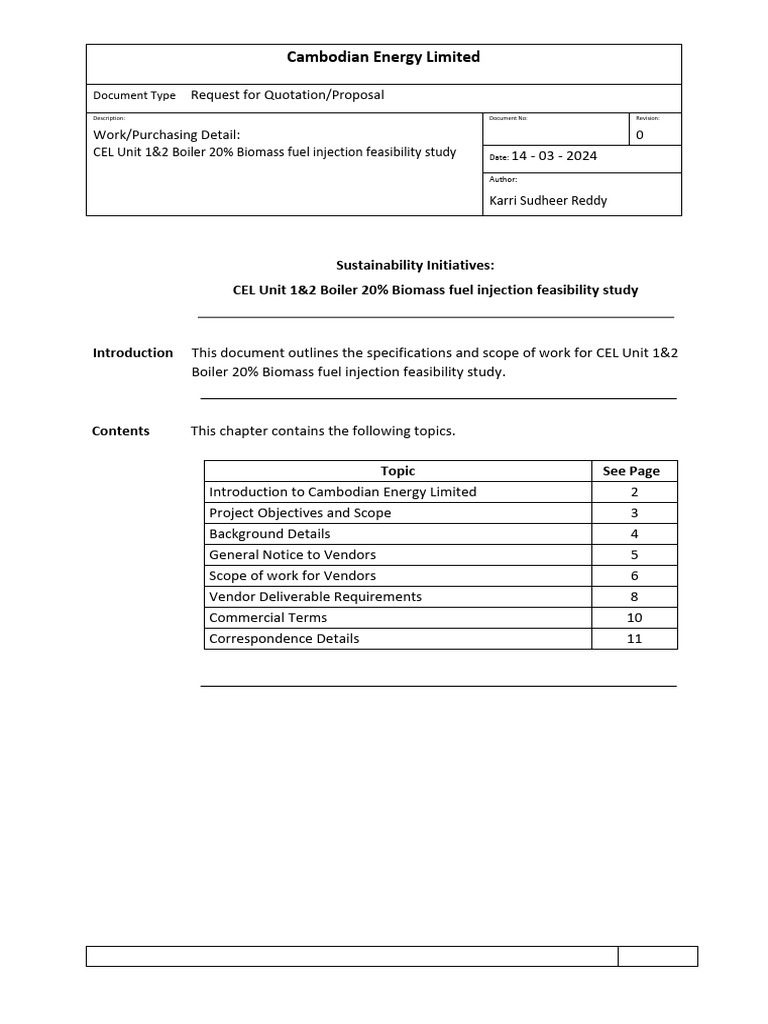 CEL Biomass Fuel Injection Study Proposal | PDF | Feasibility Study ...