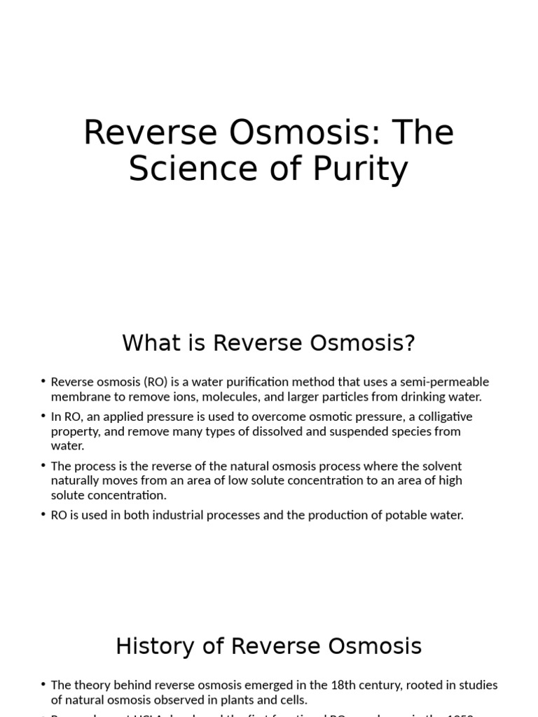 Reverse Osmosis | PDF | Osmosis | Water Purification