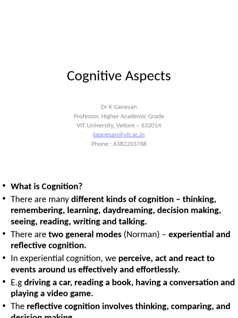 4-Cognition - Kinds of Cognitive Process-13!08!2024 | PDF | Cognition ...