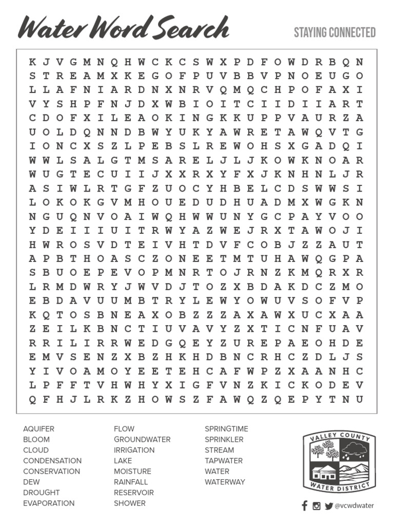 Water Conservation Word Search | PDF | Groundwater | Physical Geography