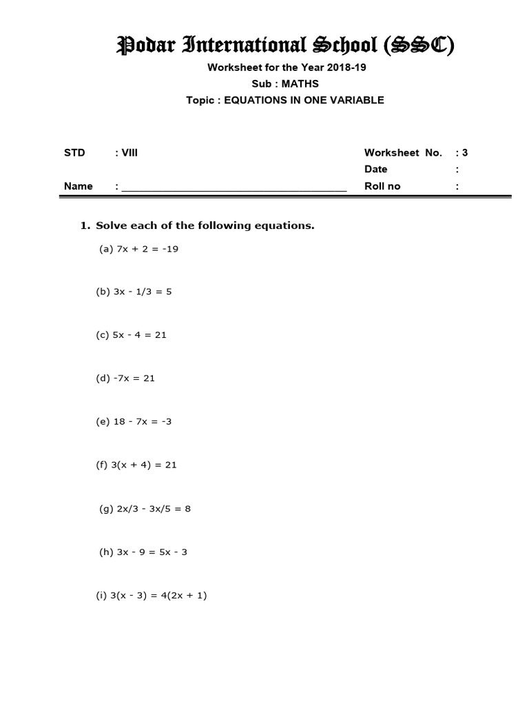 3 - Equations in One Variable | PDF