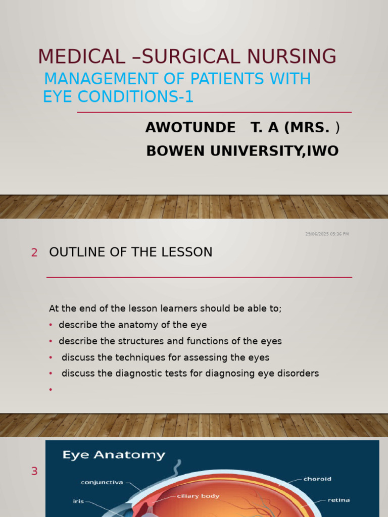 Eye Conditions: Nursing Management Guide | PDF | Human Eye | Visual Acuity