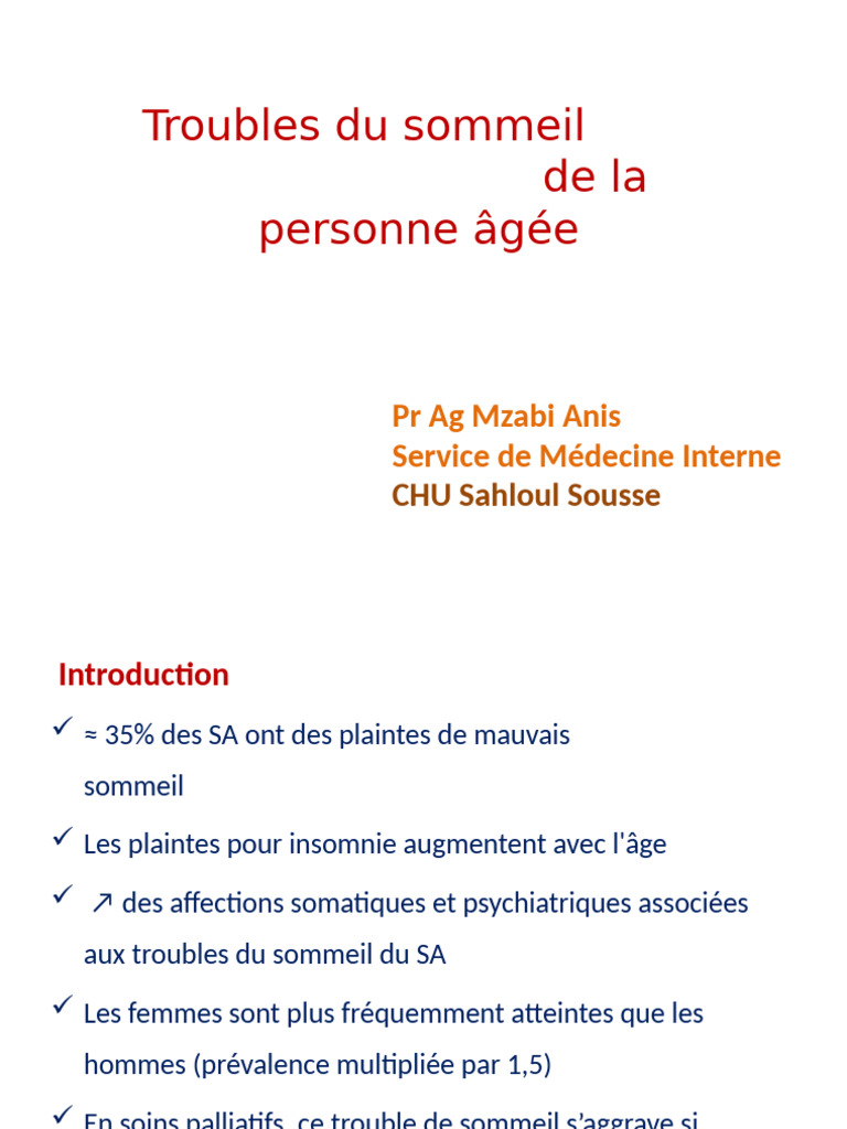 Troubles du sommeil chez les seniors | PDF | Sommeil | Insomnie