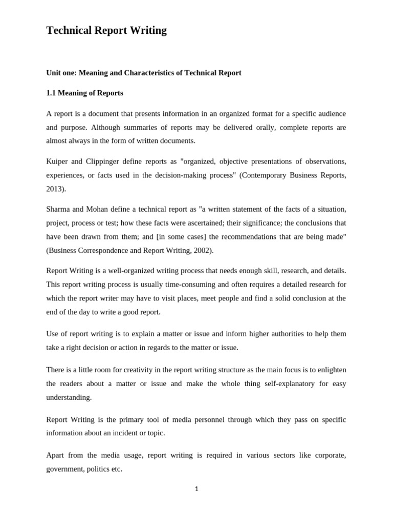 Technichal Report Writing Material | PDF | Abstract (Summary) | Information