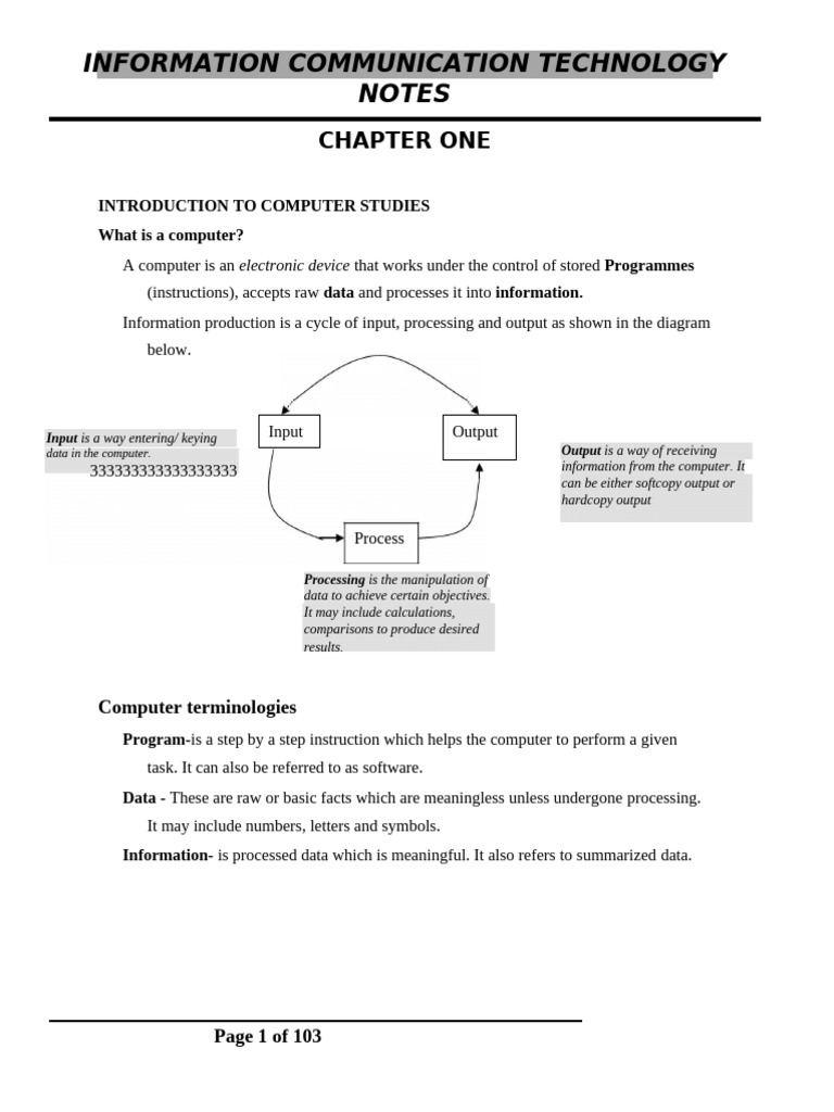 Introduction to Computer Studies Notes | PDF | Computer Keyboard ...