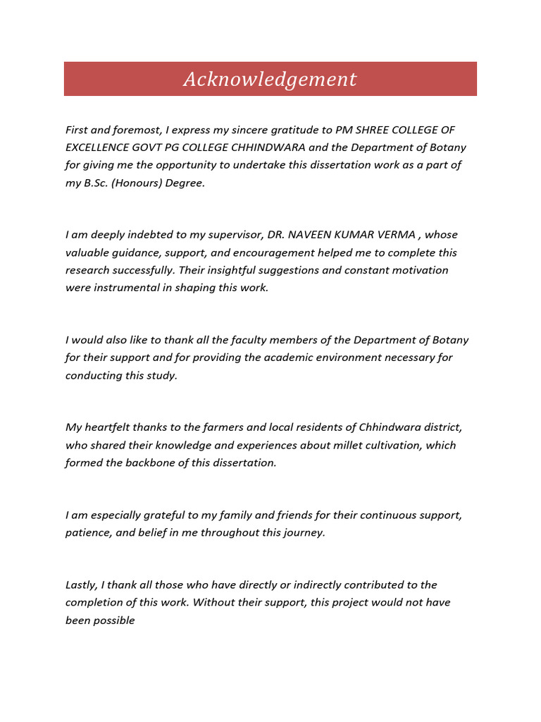 Acknowledgements for Botany Dissertation | PDF