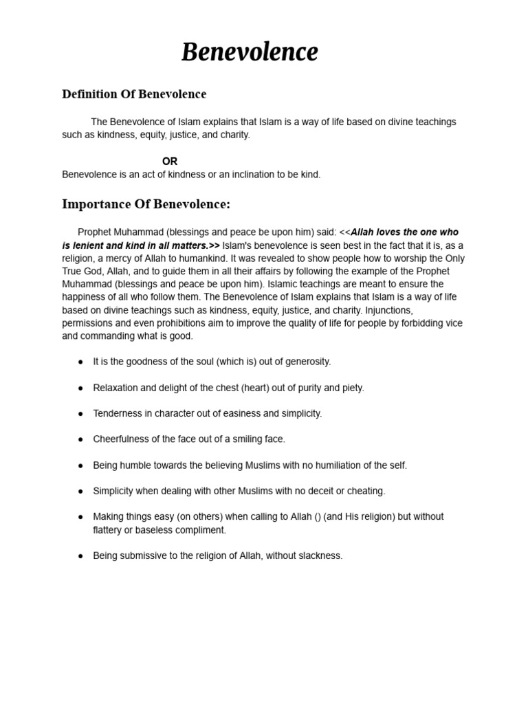 Benevolence in Islam Explained | PDF | God In Islam | Muhammad
