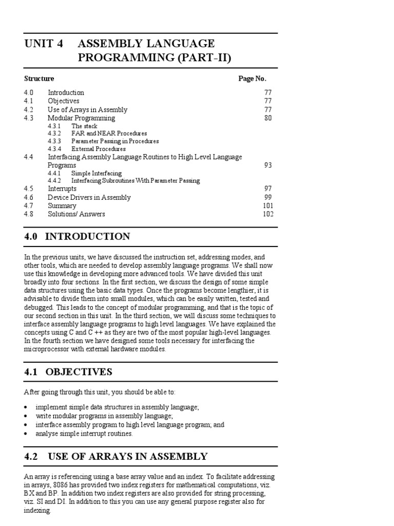 Advanced Assembly Language Techniques | PDF | Subroutine | C ...