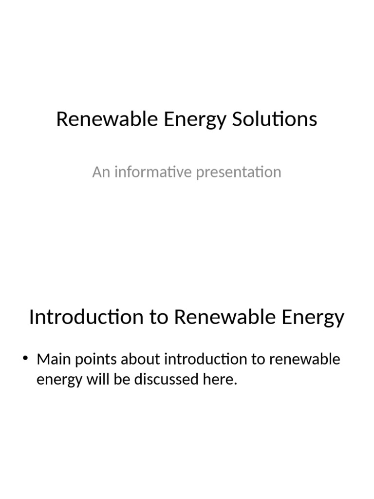 Comprehensive Guide to Renewable Energy | PDF
