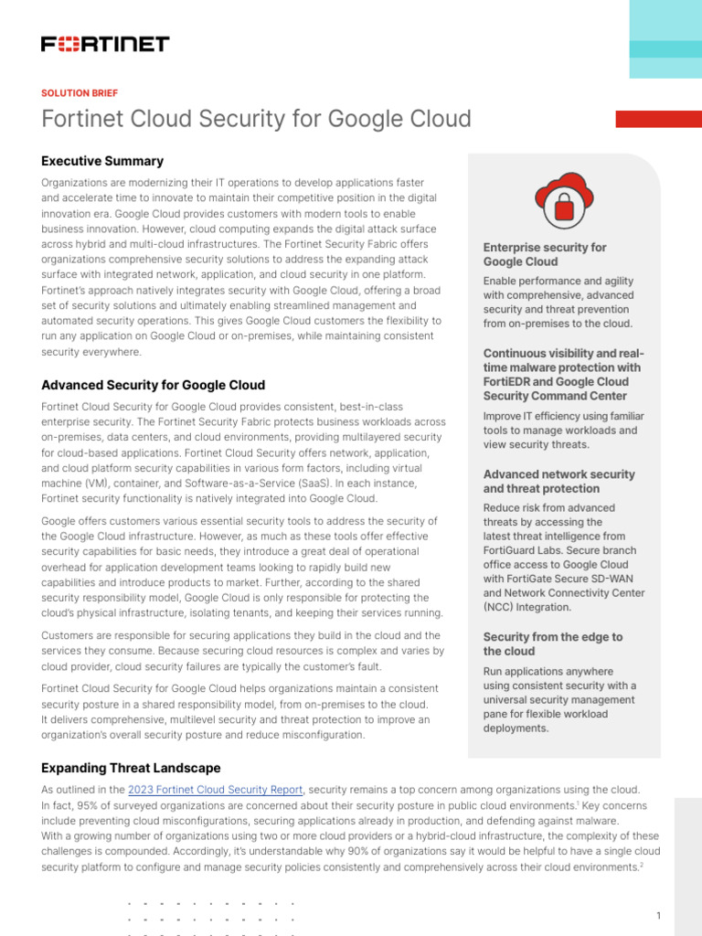 Fortinet Security Solutions for Google Cloud | PDF | Cloud Computing ...
