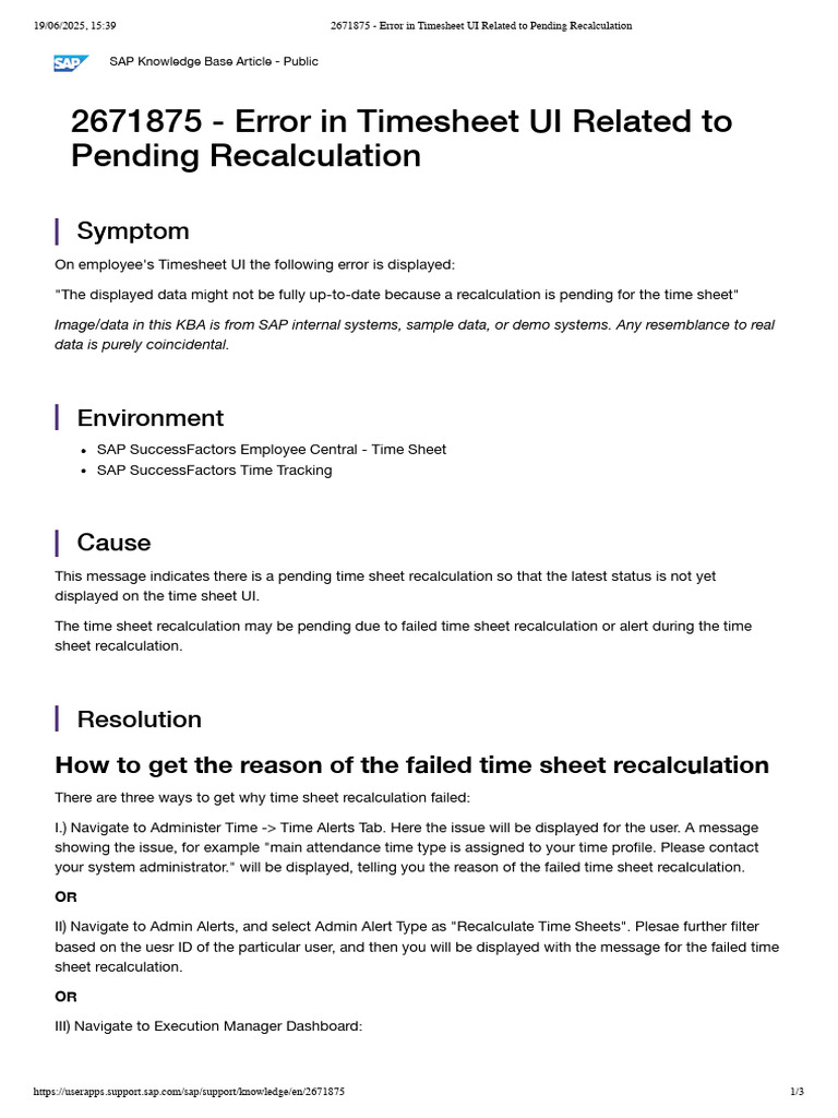Timesheet UI Recalculation Error Fix | PDF | Computing