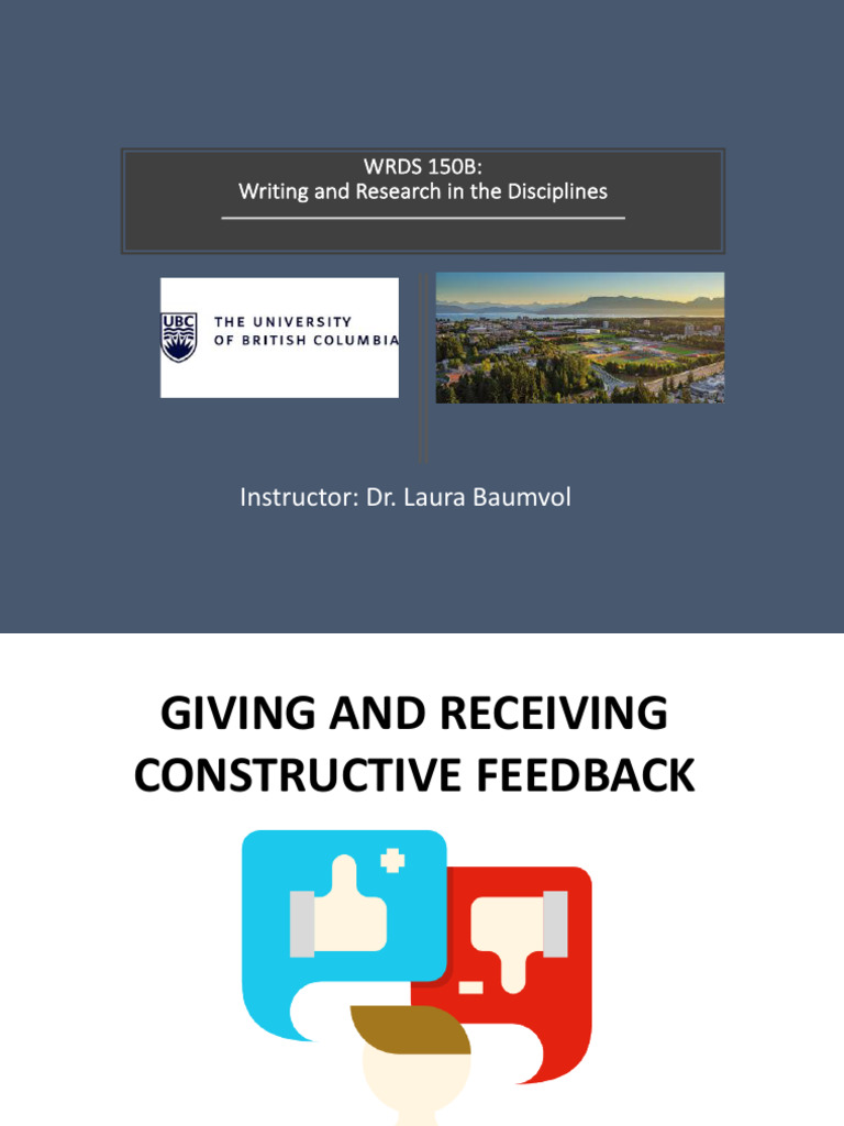 Constructive Feedback in WRDS 150B | PDF | Peer Review | Learning