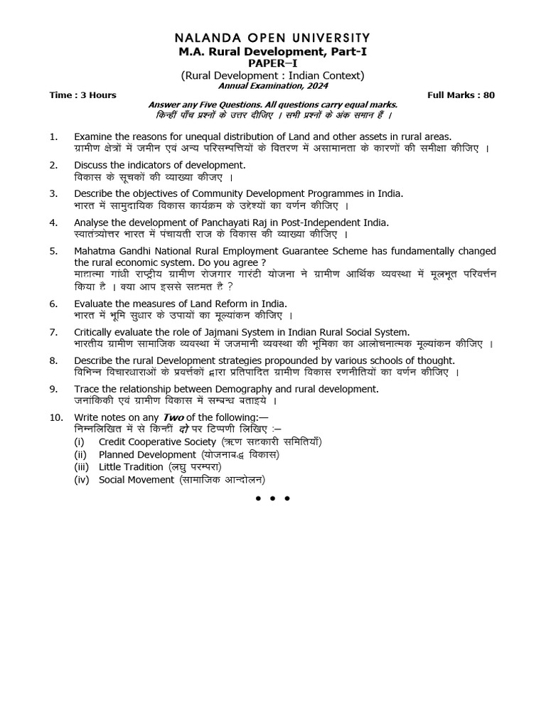 174680715937m.a. (Rural Development) Part - I and II | PDF | Economies