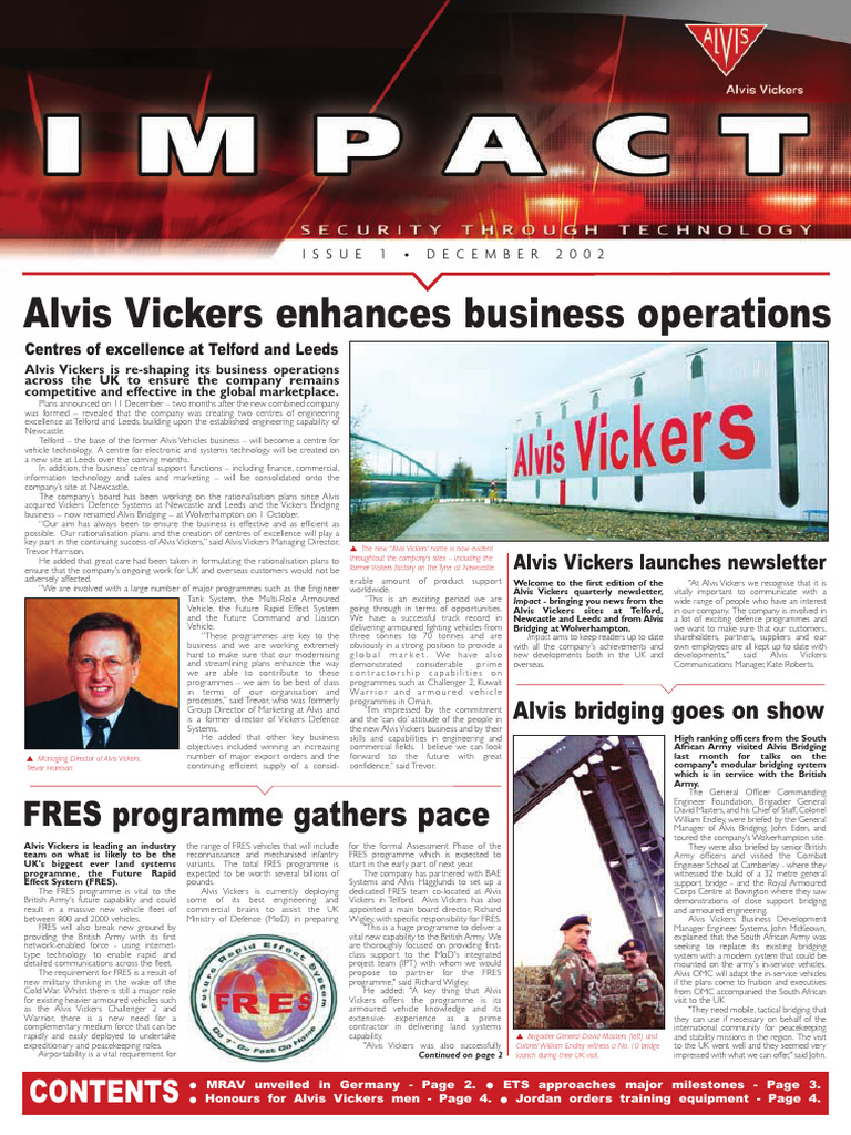 Alvis Vickers Business Update December 2002 | PDF | Military Vehicles ...
