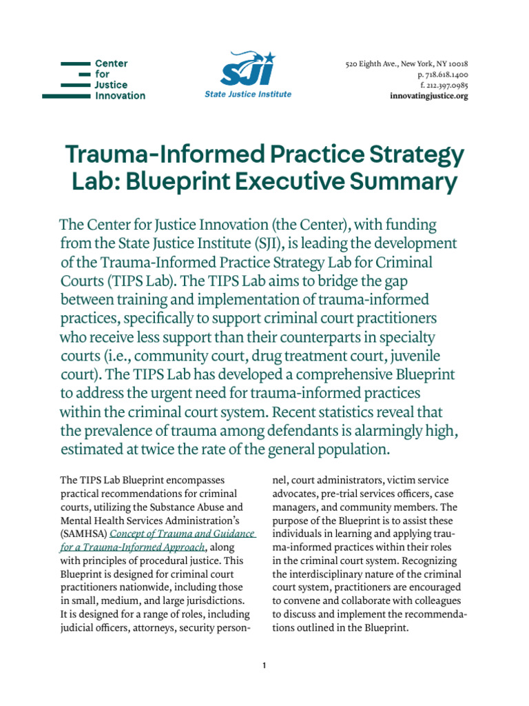 Trauma-Informed Practices in Criminal Courts | PDF | Psychological ...