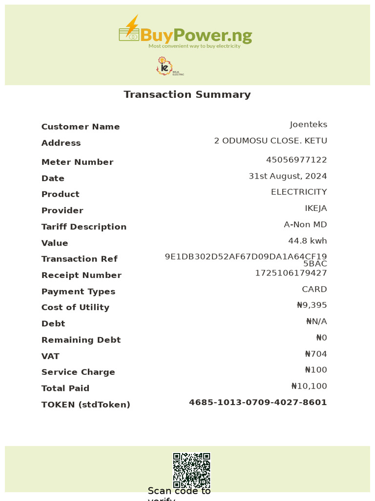 Buy Power Receipt | PDF