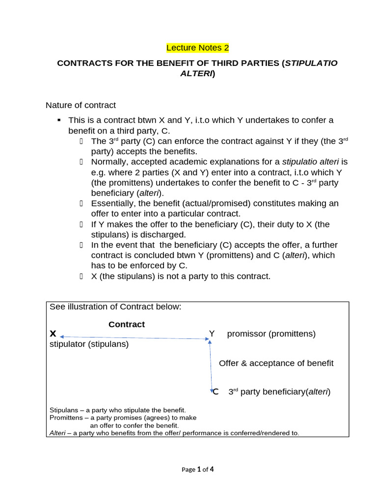 Understanding Stipulatio Alteri in Law | PDF | Civil Law (Legal System ...