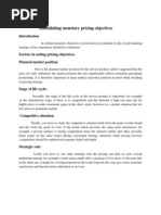 Establishing Monetary Pricing Objectives